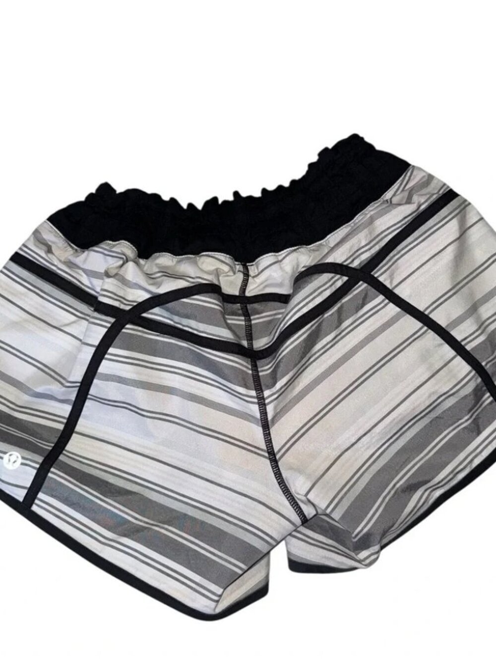 Lululemon Tracker Short *2-way Stretch Mini Groovy Stripe Dune Horizontal Black - Picture 3 of 9